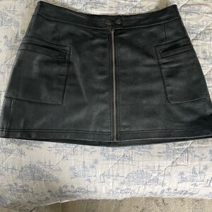 Free People Black Mini Leather Skirt